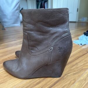 Frye leather wedge booties  - size 10